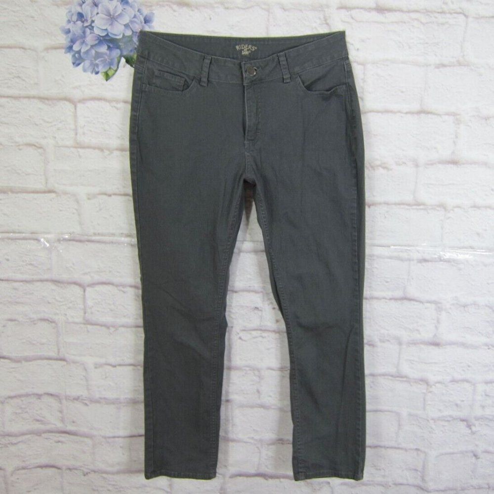 Riders By Lee Jeans Women's size 16 Gray Dark Wash Mid Rise Skinny Stretch